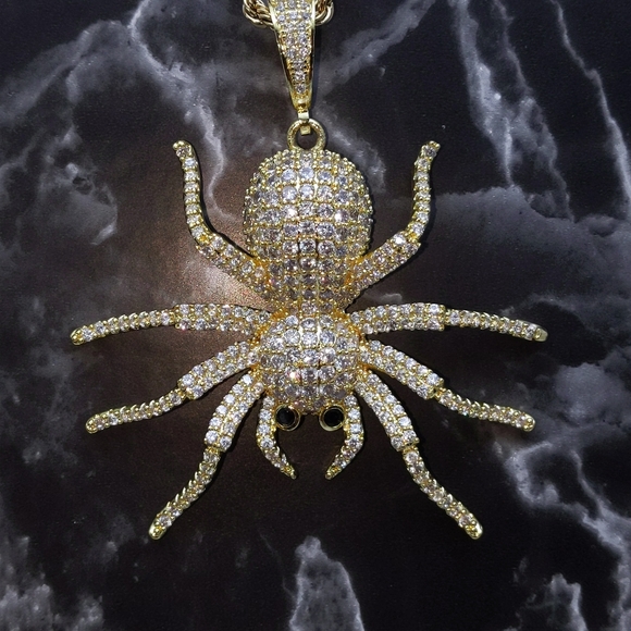 14K Gold Finish Spider + 20" Rope Chain - Picture 10 of 10